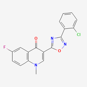 molecular formula C18H11ClFN3O2 B2514618 3-(3-(2-chlorophenyl)-1,2,4-oxadiazol-5-yl)-6-fluoro-1-methylquinolin-4(1H)-one CAS No. 1206991-49-2