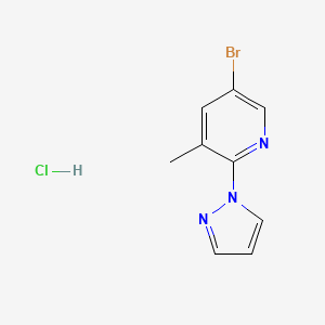 molecular formula C9H9BrClN3 B2514619 5-bromo-3-methyl-2-(1H-pyrazol-1-yl)pyridine hydrochloride CAS No. 1909318-97-3