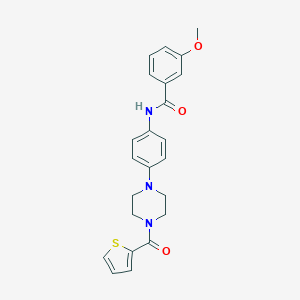molecular formula C23H23N3O3S B251462 3-Methoxy-N-{4-[4-(thiophene-2-carbonyl)-piperazin-1-yl]-phenyl}-benzamide 