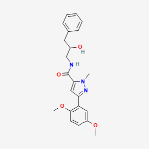molecular formula C22H25N3O4 B2514627 3-(2,5-二甲氧基苯基)-N-(2-羟基-3-苯基丙基)-1-甲基-1H-吡唑-5-甲酰胺 CAS No. 1396634-36-8