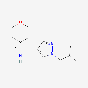 molecular formula C14H23N3O B2514629 3-[1-(2-甲基丙基)吡唑-4-基]-7-氧杂-2-氮杂螺[3.5]壬烷 CAS No. 2198333-21-8
