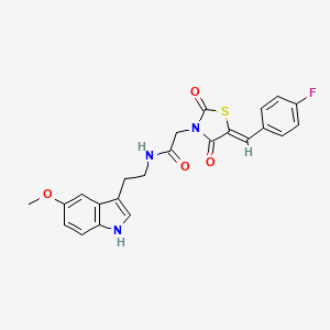 molecular formula C23H20FN3O4S B2514638 (Z)-2-(5-(4-fluorobenzylidene)-2,4-dioxothiazolidin-3-yl)-N-(2-(5-methoxy-1H-indol-3-yl)ethyl)acetamide CAS No. 900135-06-0