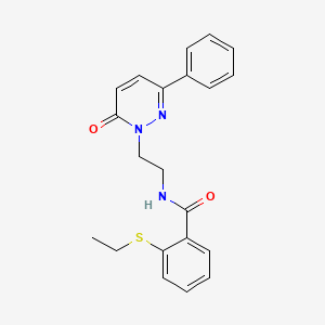 molecular formula C21H21N3O2S B2514646 2-(ethylthio)-N-(2-(6-oxo-3-phenylpyridazin-1(6H)-yl)ethyl)benzamide CAS No. 1226439-23-1
