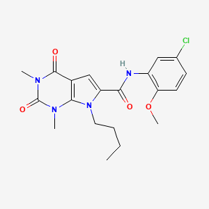 molecular formula C20H23ClN4O4 B2514654 7-butyl-N-(5-chloro-2-methoxyphenyl)-1,3-dimethyl-2,4-dioxo-2,3,4,7-tetrahydro-1H-pyrrolo[2,3-d]pyrimidine-6-carboxamide CAS No. 1021023-57-3