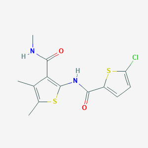 molecular formula C13H13ClN2O2S2 B2514668 2-[(5-chlorothiophene-2-carbonyl)amino]-N,4,5-trimethylthiophene-3-carboxamide CAS No. 896302-05-9