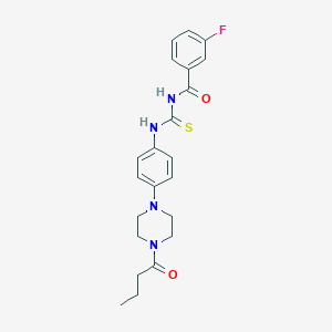molecular formula C22H25FN4O2S B251467 N-{[4-(4-butanoylpiperazin-1-yl)phenyl]carbamothioyl}-3-fluorobenzamide 