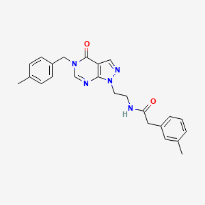 molecular formula C24H25N5O2 B2514671 N-(2-(5-(4-methylbenzyl)-4-oxo-4,5-dihydro-1H-pyrazolo[3,4-d]pyrimidin-1-yl)ethyl)-2-(m-tolyl)acetamide CAS No. 922846-27-3