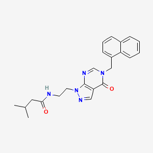 molecular formula C23H25N5O2 B2514673 3-methyl-N-(2-(5-(naphthalen-1-ylmethyl)-4-oxo-4,5-dihydro-1H-pyrazolo[3,4-d]pyrimidin-1-yl)ethyl)butanamide CAS No. 922046-38-6