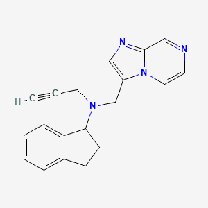 molecular formula C19H18N4 B2514675 N-({imidazo[1,2-a]pyrazin-3-yl}methyl)-N-(prop-2-yn-1-yl)-2,3-dihydro-1H-inden-1-amine CAS No. 1798006-82-2