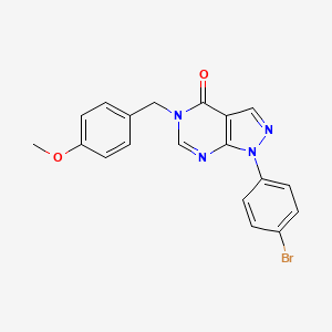 molecular formula C19H15BrN4O2 B2514679 1-(4-bromophenyl)-5-(4-methoxybenzyl)-1,5-dihydro-4H-pyrazolo[3,4-d]pyrimidin-4-one CAS No. 1326886-92-3