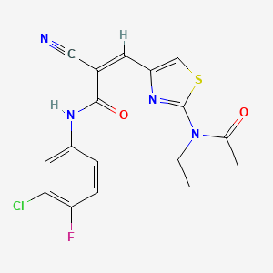 (Z)-3-[2-[Acetyl(ethyl)amino]-1,3-thiazol-4-yl]-N-(3-chloro-4-fluorophenyl)-2-cyanoprop-2-enamide
