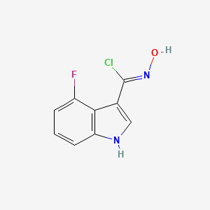 molecular formula C9H6ClFN2O B2514688 (3Z)-4-Fluoro-N-hydroxy-1H-indole-3-carboximidoyl chloride CAS No. 1261024-72-9