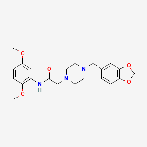 molecular formula C22H27N3O5 B2514695 2-[4-(1,3-benzodioxol-5-ylmethyl)piperazin-1-yl]-N-(2,5-dimethoxyphenyl)acetamide CAS No. 484027-74-9