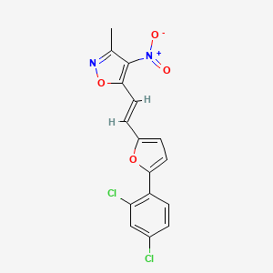 molecular formula C16H10Cl2N2O4 B2514699 5-[(E)-2-[5-(2,4-dichlorophenyl)furan-2-yl]ethenyl]-3-methyl-4-nitro-1,2-oxazole CAS No. 338756-56-2