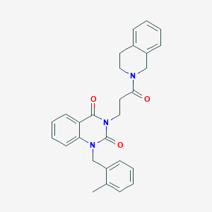 molecular formula C28H27N3O3 B2514700 3-(3-(3,4-二氢异喹啉-2(1H)-基)-3-氧代丙基)-1-(2-甲基苄基)喹唑啉-2,4(1H,3H)-二酮 CAS No. 899920-22-0