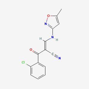 molecular formula C14H10ClN3O2 B2514713 2-((2-Chlorophenyl)carbonyl)-3-((5-methylisoxazol-3-YL)amino)prop-2-enenitrile CAS No. 1025301-03-4