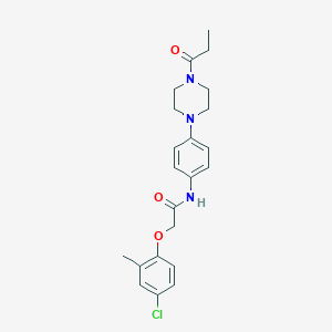molecular formula C22H26ClN3O3 B251473 2-(4-chloro-2-methylphenoxy)-N-[4-(4-propanoylpiperazin-1-yl)phenyl]acetamide 