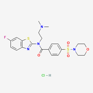 molecular formula C22H26ClFN4O4S2 B2514734 盐酸N-(2-(二甲氨基)乙基)-N-(6-氟苯并[d]噻唑-2-基)-4-(吗啉磺酰基)苯甲酰胺 CAS No. 1216727-42-2