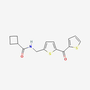 molecular formula C15H15NO2S2 B2514743 N-((5-(噻吩-2-羰基)噻吩-2-基)甲基)环丁烷甲酰胺 CAS No. 1421482-75-8