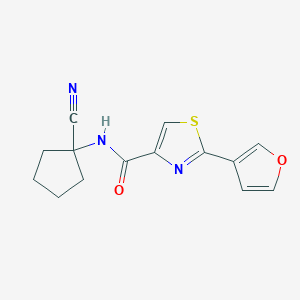 molecular formula C14H13N3O2S B2514753 N-(1-Cyanocyclopentyl)-2-(furan-3-YL)-1,3-thiazole-4-carboxamide CAS No. 1436088-31-1