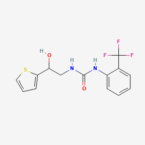 molecular formula C14H13F3N2O2S B2514757 1-(2-Hydroxy-2-(thiophen-2-yl)ethyl)-3-(2-(trifluoromethyl)phenyl)urea CAS No. 1351614-99-7