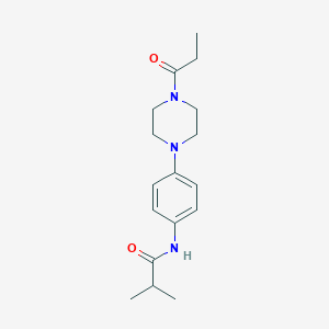 molecular formula C17H25N3O2 B251476 2-methyl-N-[4-(4-propanoylpiperazin-1-yl)phenyl]propanamide 