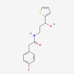 molecular formula C15H16FNO2S B2514769 2-(4-Fluorophenyl)-N-[3-hydroxy-3-(2-thienyl)propyl]acetamide CAS No. 1421476-94-9