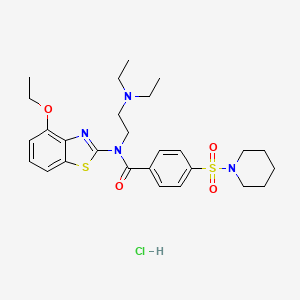 molecular formula C27H37ClN4O4S2 B2514786 N-(2-(diethylamino)ethyl)-N-(4-ethoxybenzo[d]thiazol-2-yl)-4-(piperidin-1-ylsulfonyl)benzamide hydrochloride CAS No. 1052546-89-0