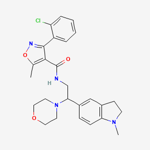 molecular formula C26H29ClN4O3 B2514796 3-(2-氯苯基)-5-甲基-N-(2-(1-甲基吲哚-5-基)-2-吗啉乙基)异恶唑-4-甲酰胺 CAS No. 922033-95-2