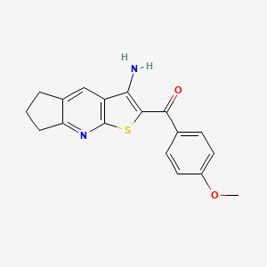 molecular formula C18H16N2O2S B2514797 (3-amino-6,7-dihydro-5H-cyclopenta[b]thieno[3,2-e]pyridin-2-yl)(4-methoxyphenyl)methanone CAS No. 379727-30-7