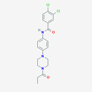 molecular formula C20H21Cl2N3O2 B251480 3,4-dichloro-N-[4-(4-propanoylpiperazin-1-yl)phenyl]benzamide 
