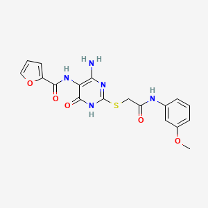 molecular formula C18H17N5O5S B2514805 N-(4-amino-2-((2-((3-methoxyphenyl)amino)-2-oxoethyl)thio)-6-oxo-1,6-dihydropyrimidin-5-yl)furan-2-carboxamide CAS No. 868226-25-9