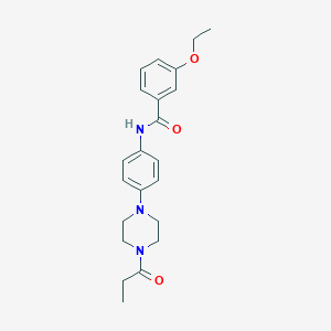 molecular formula C22H27N3O3 B251481 3-ethoxy-N-[4-(4-propanoylpiperazin-1-yl)phenyl]benzamide 