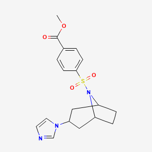 molecular formula C18H21N3O4S B2514818 4-(((1R,5S)-3-(1H-咪唑-1-基)-8-氮杂双环[3.2.1]辛-8-基)磺酰基)苯甲酸甲酯 CAS No. 2320473-78-5