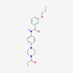 molecular formula C23H29N3O3 B251482 N-[4-(4-propanoylpiperazin-1-yl)phenyl]-3-propoxybenzamide 