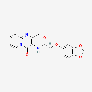 molecular formula C19H17N3O5 B2514826 2-(苯并[d][1,3]二氧杂环-5-氧基)-N-(2-甲基-4-氧代-4H-吡啶并[1,2-a]嘧啶-3-基)丙酰胺 CAS No. 1060244-64-5