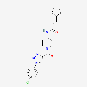 molecular formula C22H28ClN5O2 B2514827 N-(1-(1-(4-chlorophenyl)-1H-1,2,3-triazole-4-carbonyl)piperidin-4-yl)-3-cyclopentylpropanamide CAS No. 1251696-44-2