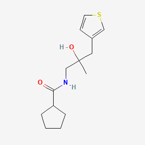 molecular formula C14H21NO2S B2514845 N-{2-hydroxy-2-[(thiophen-3-yl)methyl]propyl}cyclopentanecarboxamide CAS No. 2097919-90-7
