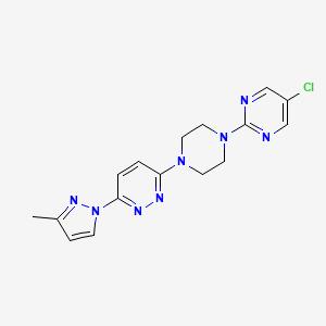 molecular formula C16H17ClN8 B2514853 3-[4-(5-chloropyrimidin-2-yl)piperazin-1-yl]-6-(3-methyl-1H-pyrazol-1-yl)pyridazine CAS No. 2415468-45-8