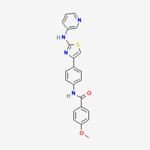 molecular formula C22H18N4O2S B2514857 4-methoxy-N-(4-(2-(pyridin-3-ylamino)thiazol-4-yl)phenyl)benzamide CAS No. 1797727-57-1