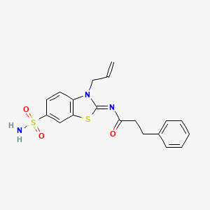molecular formula C19H19N3O3S2 B2514860 (Z)-N-(3-allyl-6-sulfamoylbenzo[d]thiazol-2(3H)-ylidene)-3-phenylpropanamide CAS No. 865180-31-0