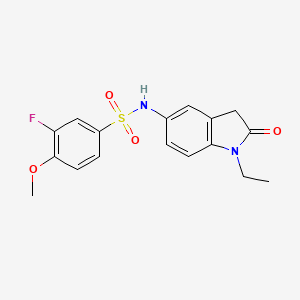 molecular formula C17H17FN2O4S B2514861 N-(1-ethyl-2-oxoindolin-5-yl)-3-fluoro-4-methoxybenzenesulfonamide CAS No. 921861-42-9