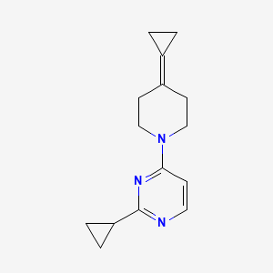 molecular formula C15H19N3 B2514862 2-Cyclopropyl-4-(4-cyclopropylidenepiperidin-1-yl)pyrimidine CAS No. 2097903-90-5