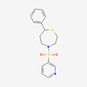 molecular formula C16H18N2O2S2 B2514868 7-Phenyl-4-(pyridin-3-ylsulfonyl)-1,4-thiazepane CAS No. 1797562-39-0