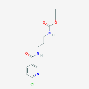 molecular formula C14H20ClN3O3 B2514871 tert-butyl N-{3-[(6-chloropyridin-3-yl)formamido]propyl}carbamate CAS No. 1356553-01-9