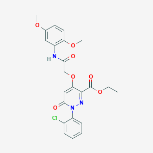molecular formula C23H22ClN3O7 B2514881 Ethyl 1-(2-chlorophenyl)-4-(2-((2,5-dimethoxyphenyl)amino)-2-oxoethoxy)-6-oxo-1,6-dihydropyridazine-3-carboxylate CAS No. 899992-68-8