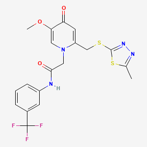 2-(5-methoxy-2-(((5-methyl-1,3,4-thiadiazol-2-yl)thio)methyl)-4-oxopyridin-1(4H)-yl)-N-(3-(trifluoromethyl)phenyl)acetamide