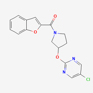 molecular formula C17H14ClN3O3 B2514888 Benzofuran-2-yl(3-((5-chloropyrimidin-2-yl)oxy)pyrrolidin-1-yl)methanone CAS No. 2034321-17-8