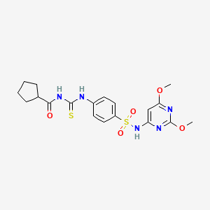 N-{[(4-{[(2,6-dimethoxy-4-pyrimidinyl)amino]sulfonyl}phenyl)amino]carbonothioyl}cyclopentanecarboxamide