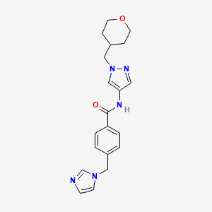 molecular formula C20H23N5O2 B2514893 4-((1H-imidazol-1-yl)methyl)-N-(1-((tetrahydro-2H-pyran-4-yl)methyl)-1H-pyrazol-4-yl)benzamide CAS No. 1705427-19-5